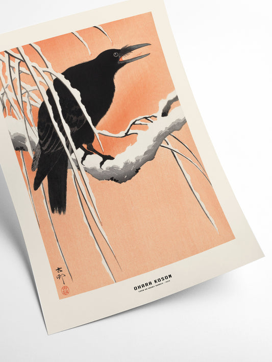 Ohara Koson - Crow on snowy branch