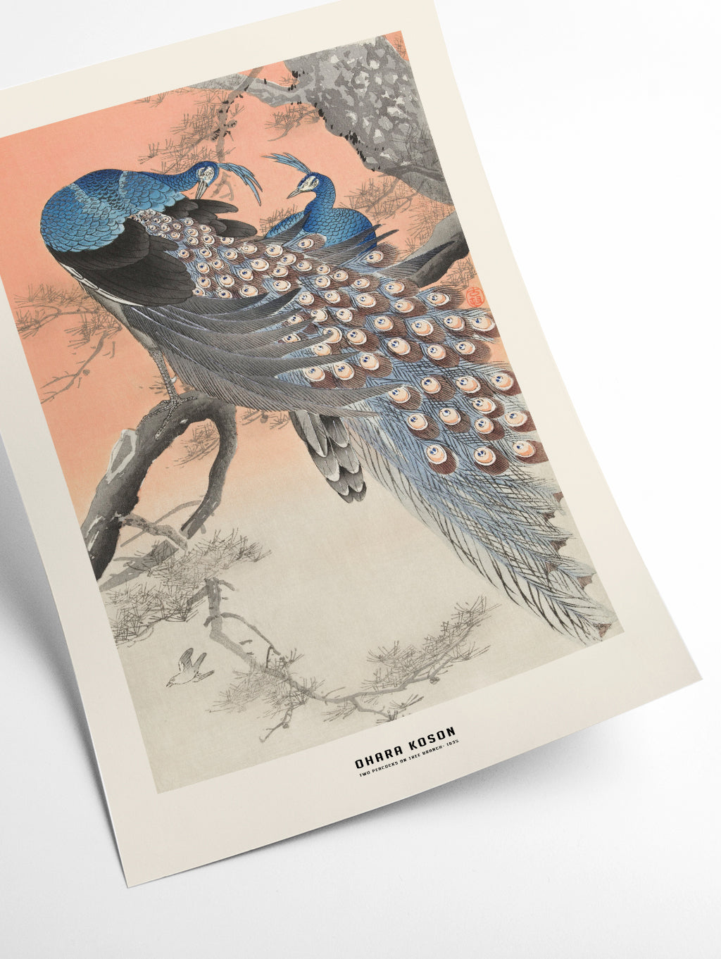 Ohara Koson - Two peacocks on tree branch