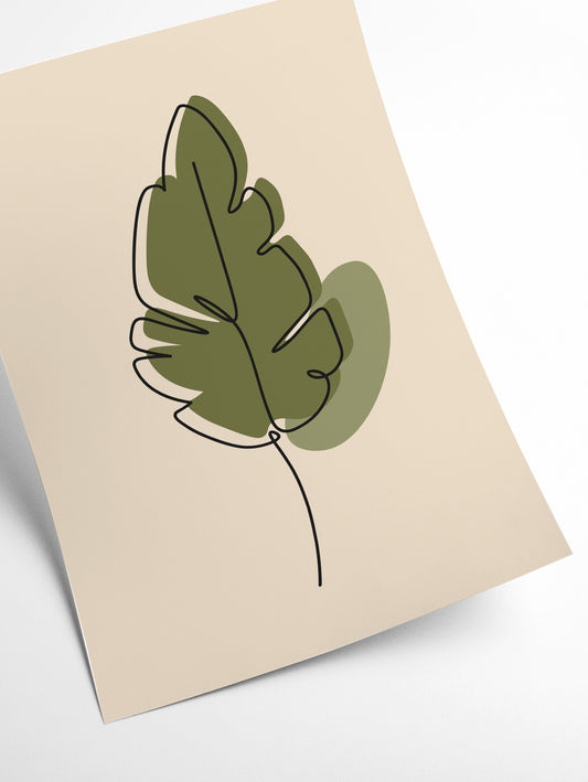 Abstract one line leaf drawing III