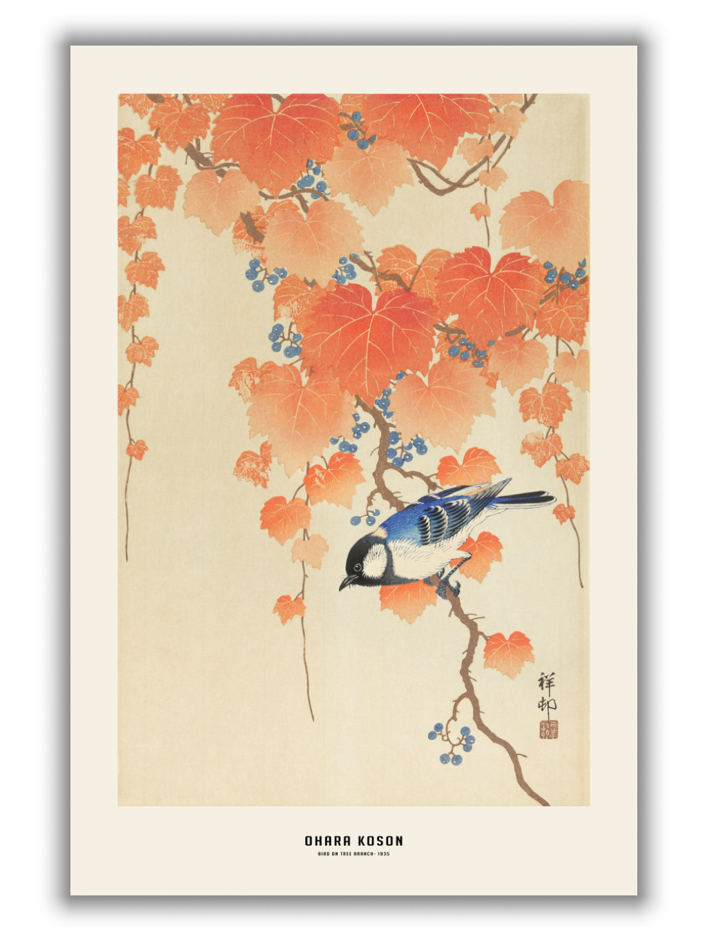 Ohara Koson - Bird on tree branch