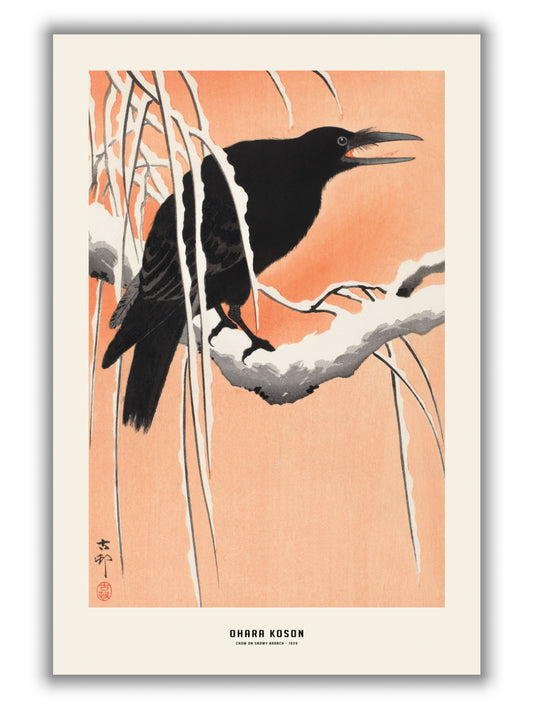 Ohara Koson - Crow on snowy branch