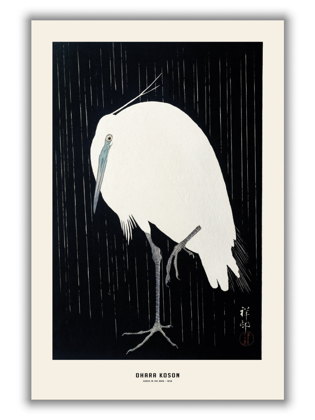 Ohara Koson - Egret in the rain