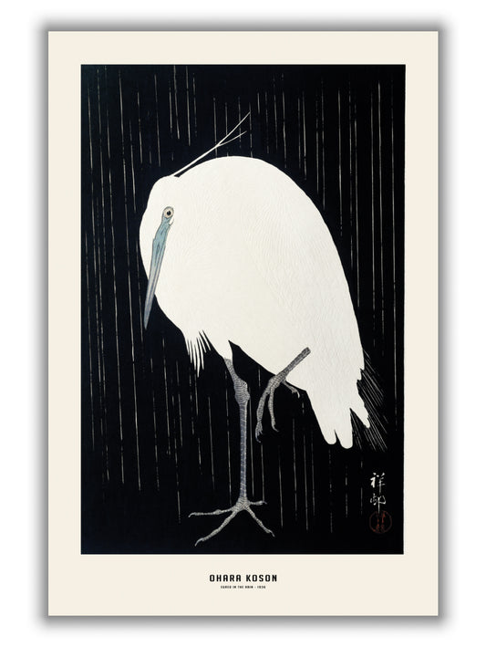 Ohara Koson - Egret in the rain