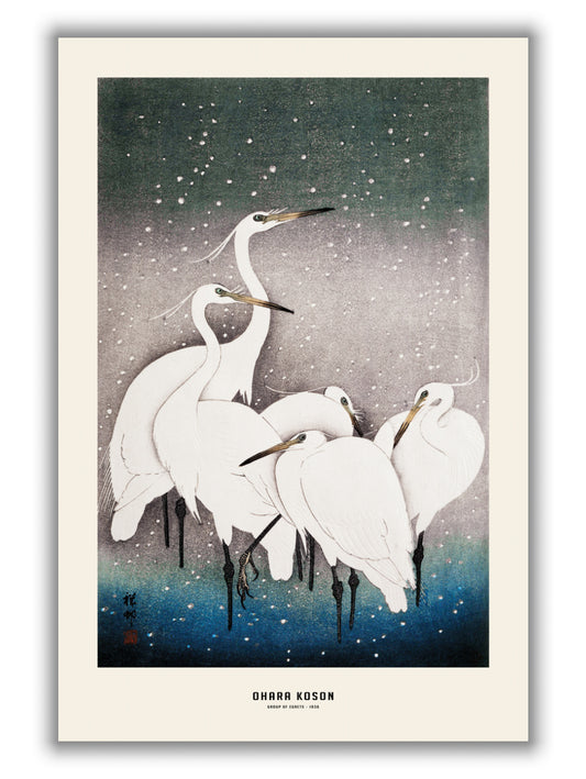 Ohara Koson - Group of egrets
