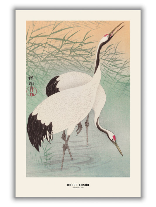Ohara Koson - Two cranes