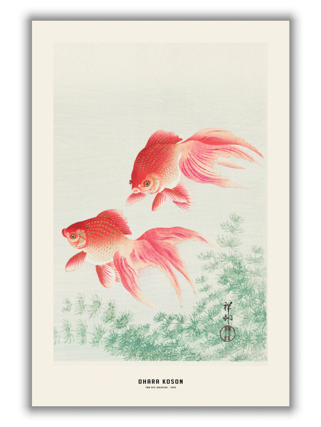 Ohara Koson - Two veil goldfish
