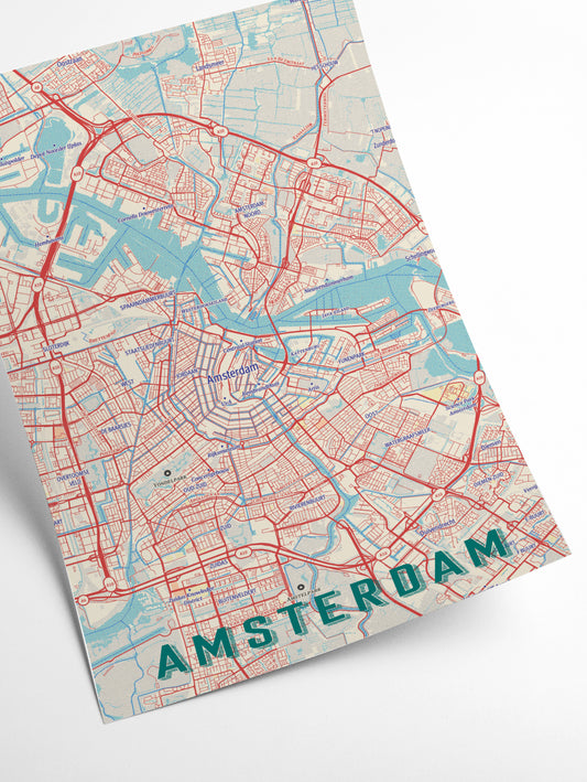 Retro map - Amsterdam