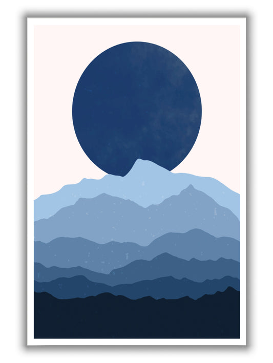Blue Abstract Moonrise