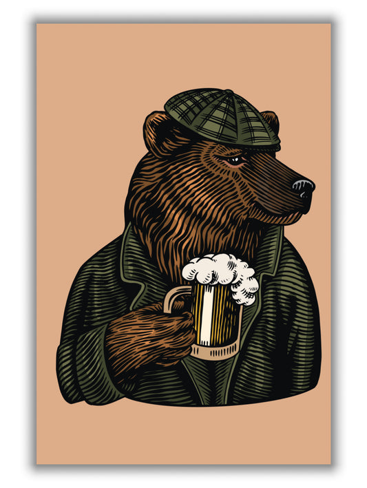 Frosty the bear with a frosty beer