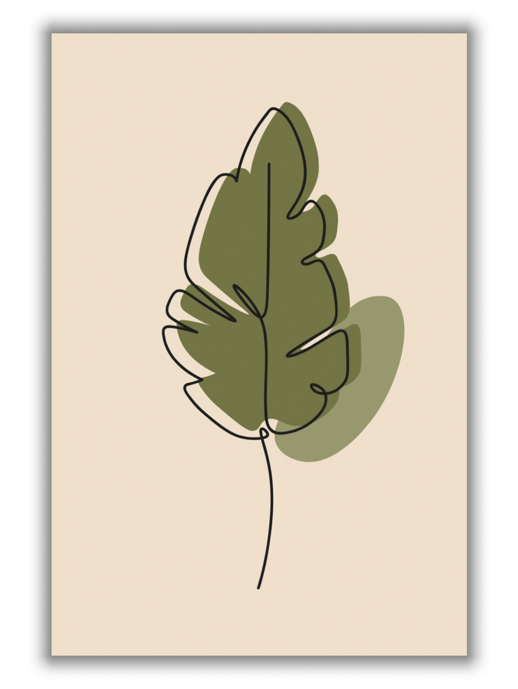Abstract one line leaf drawing III