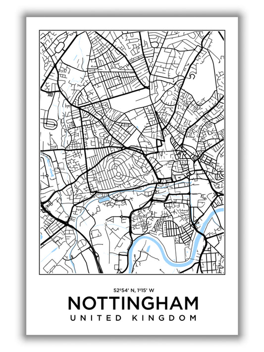 Map of Nottingham United Kingdom