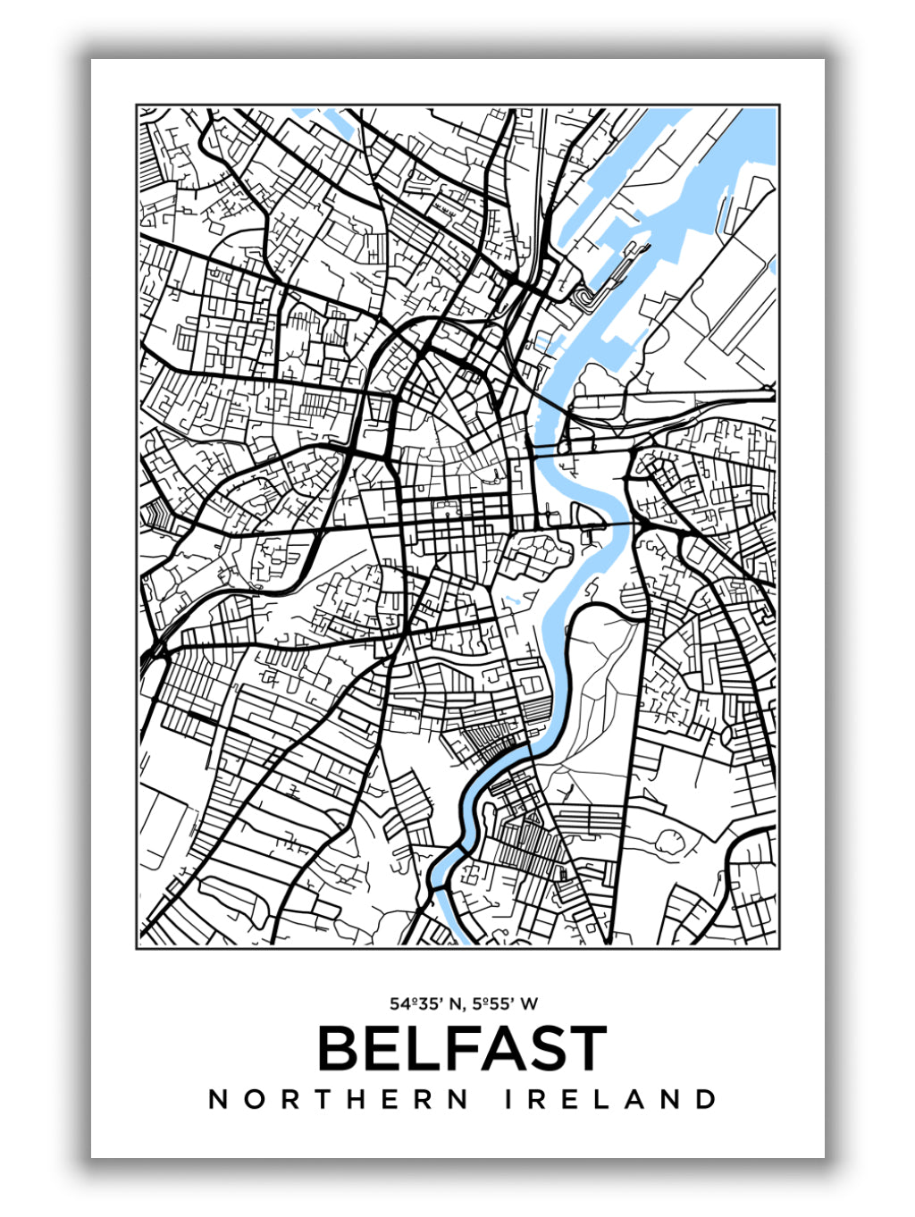 Map of Belfast Northern Ireland