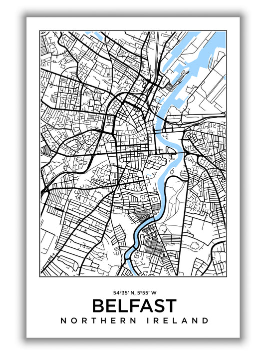 Map of Belfast Northern Ireland