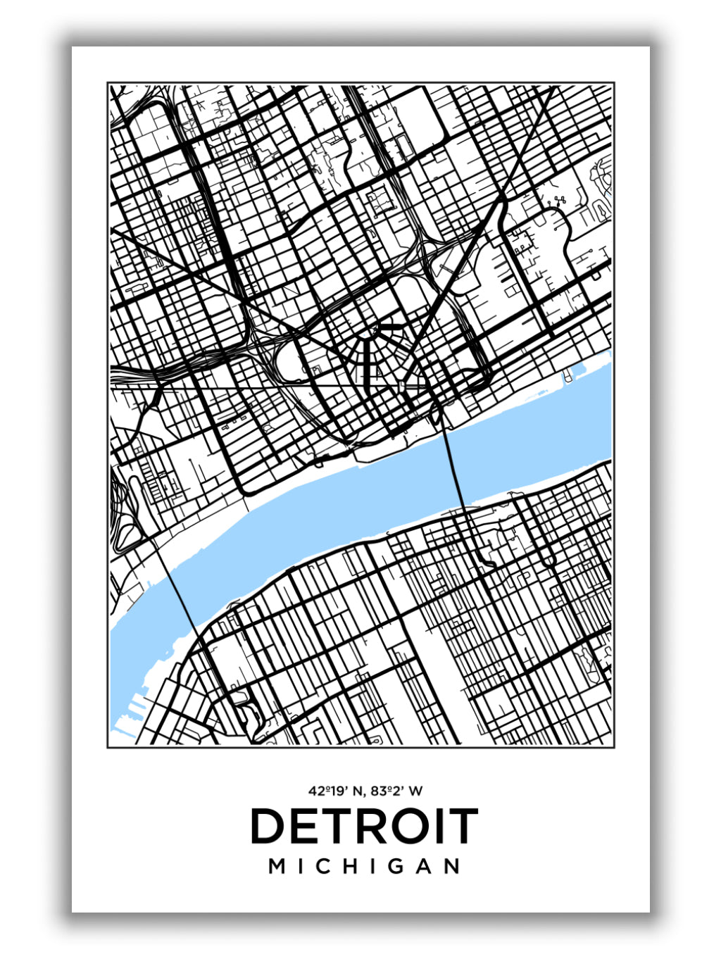 Map of Detroit Michigan