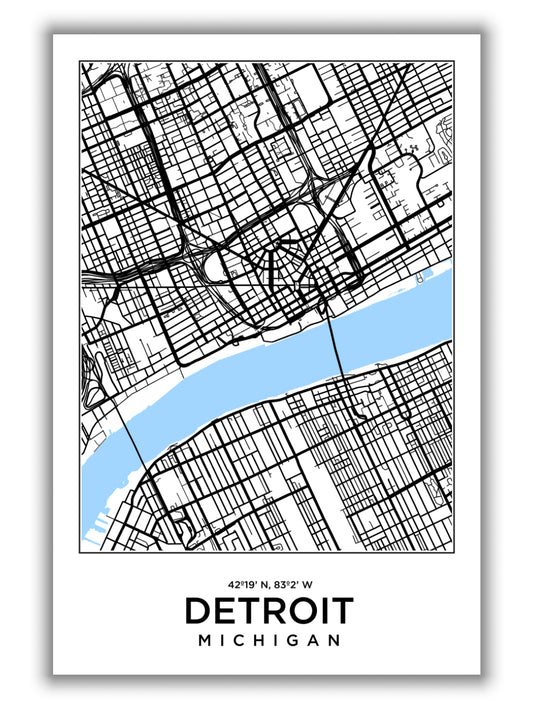 Map of Detroit Michigan